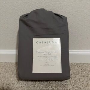 Casaluna Cotton Percale Sheet Set - Charcoal Gray